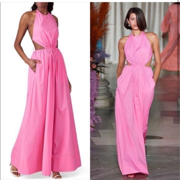 STAUD Apfel Pink Halter Cutout Sleeveless Maxi Dress - Picture 3 of 16
